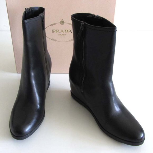 new PRADA double-zip hidden wedge boots 10 US / 40 - Picture 3 of 8